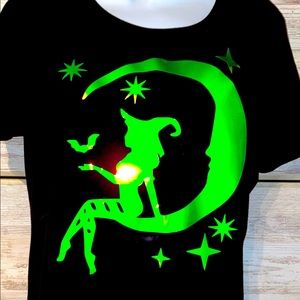 Glow in the dark Moon and Witch T-shirt